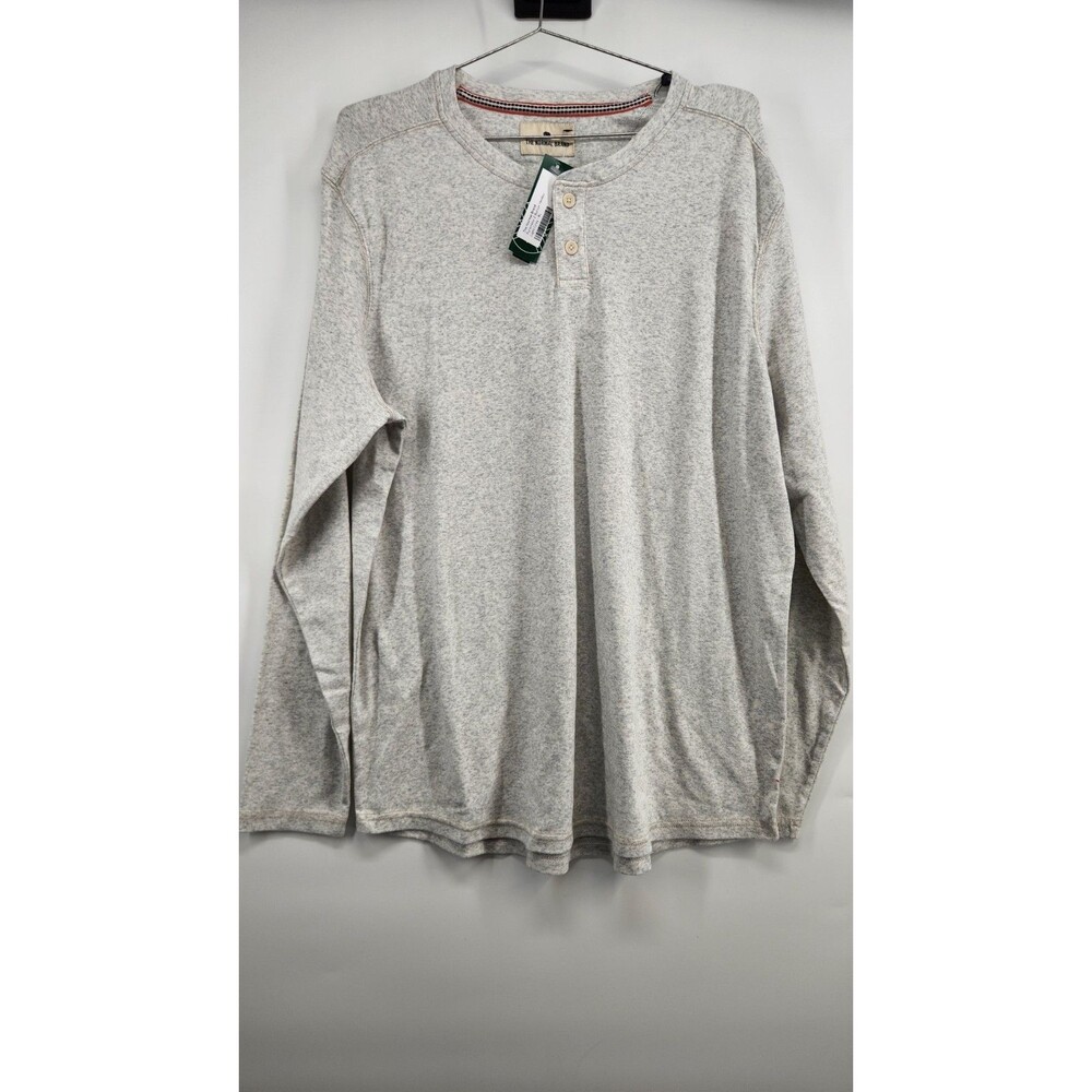 The Normal Brand Men's XXL Light Grey Puremeso 2 Button Henley Long Sleeve Shirt
